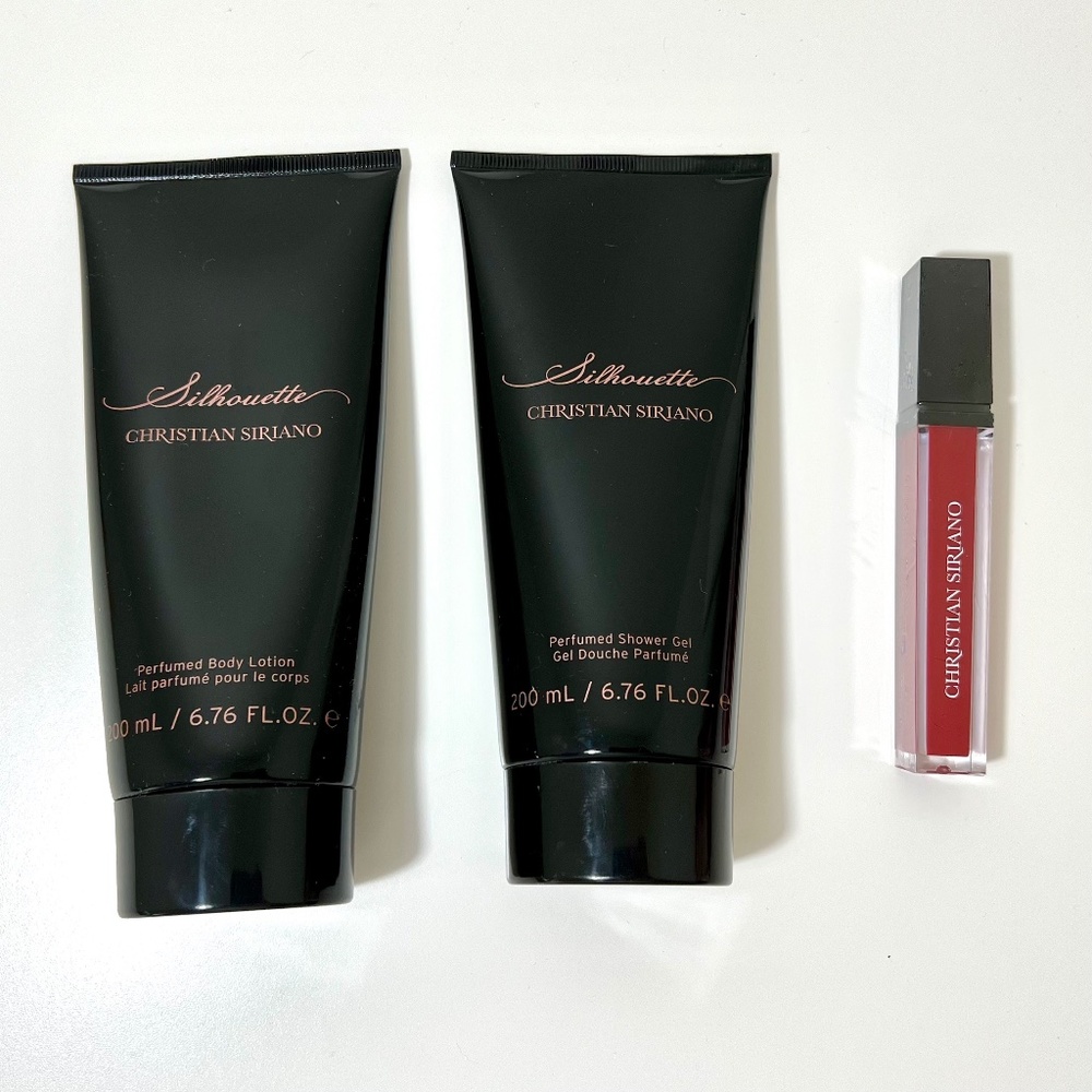 NEW Christian Siriano Silhouette Perfumed Body Lotion, Shower Gel, Lip Gloss